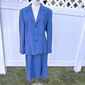 Triona Design 90’s Vintage High Waisted 100% Wool Plus Size Skirt & Blazer Suit